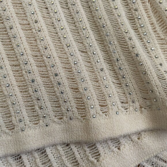 St. John Evening Ivory & Silver Metallic Knit Top Long Sleeve Medium - Picture 6 of 6